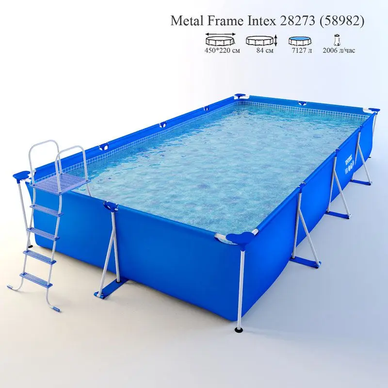 450x220x84 см Intex прямоугольный семейный бассейн со съемной стальной металлической рамой/Семейный детский бассейн для отдыха