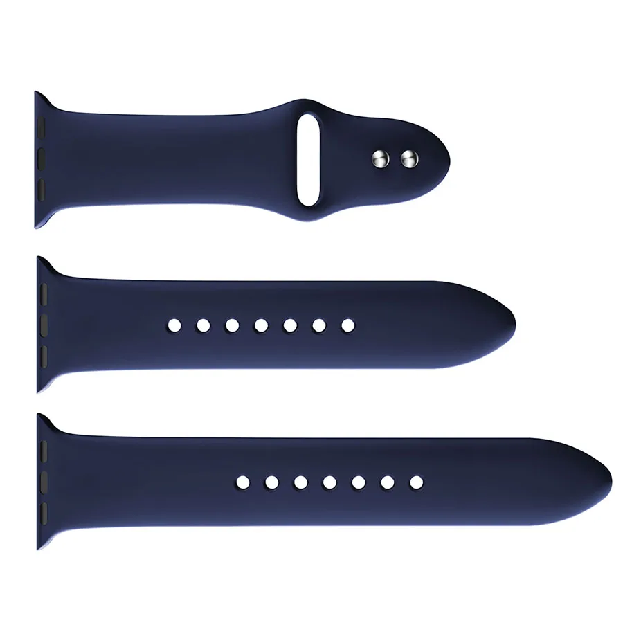 Midnight blue 3 шт./компл. силиконовый спортивный ремешок для Apple Watch 5 4 3 2 1 38 мм 42 мм ремешки резиновый ремешок для часов Iwatch series 5 4 40 мм 44 мм - Цвет ремешка: Midnight blue