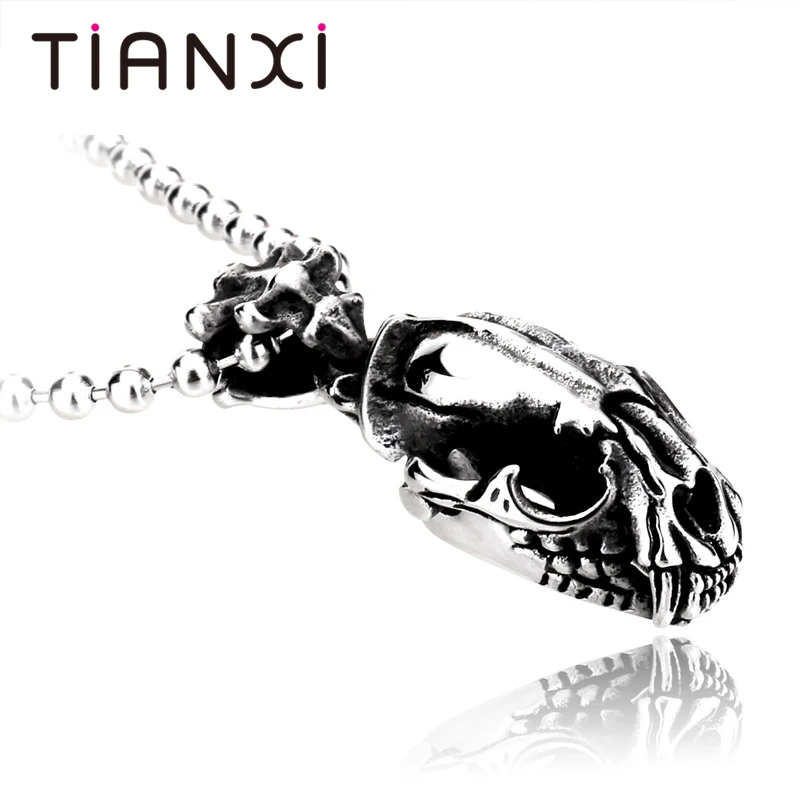 TIANXI Новый 3D Machairodus Smilodon головы динозавра Подвески Нержавеющая сталь Прохладный