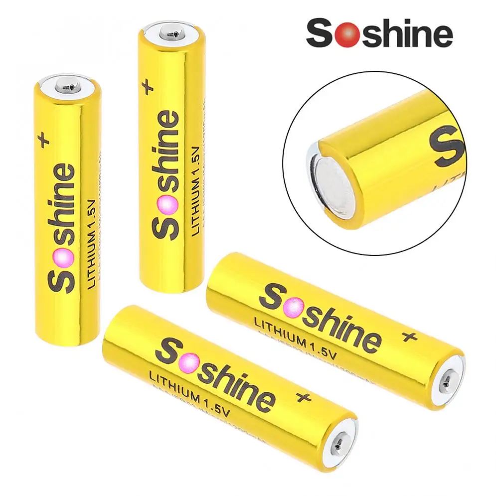 Soshine 4 шт. супер 1 5 в 1200 мАч AAA FR03 микро литиевые батареи с непрерывной разрядкой для