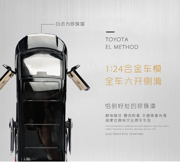 1:24 Масштаб сплава вытяните назад автомобиль игрушка высокая моделирования Toyota Alphard MPV, коллекция модели Diecasts и игрушечных автомобилей