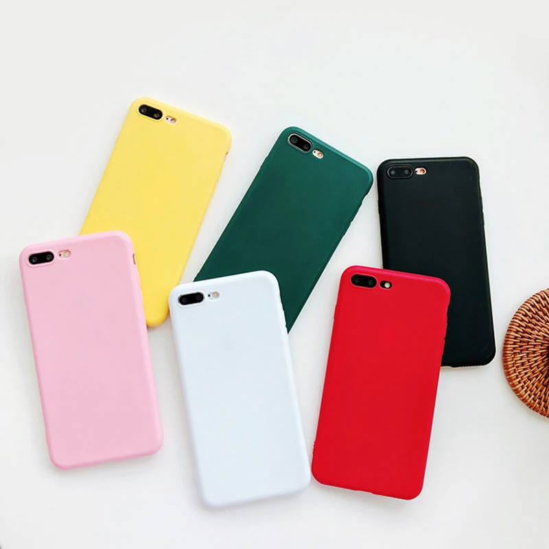 Ультратонкий чехол для iPhone 5 5S SE X Xs MAX XR однотонный Мягкий из ТПУ 6 6s 7 8 plus ярких