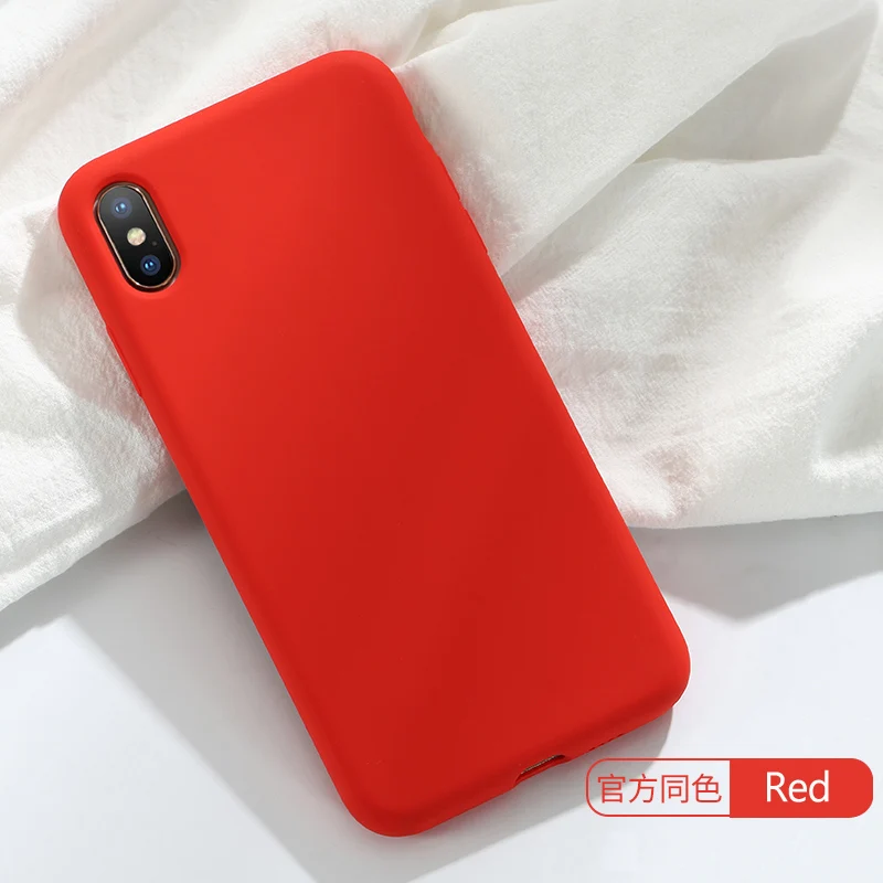 Красный Обновленный жидкий силиконовый чехол для iPhone 6, 6 S, 7, 8 Plus, X, XS, MAX, XR, 11 Pro, однотонный Мягкий силиконовый чехол-бампер - Цвет: Красный