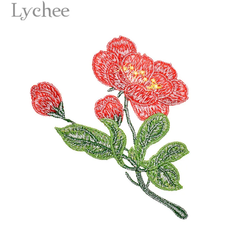 Lychee пион вышитая нашивка красочный цветочный узор искусственный материал для