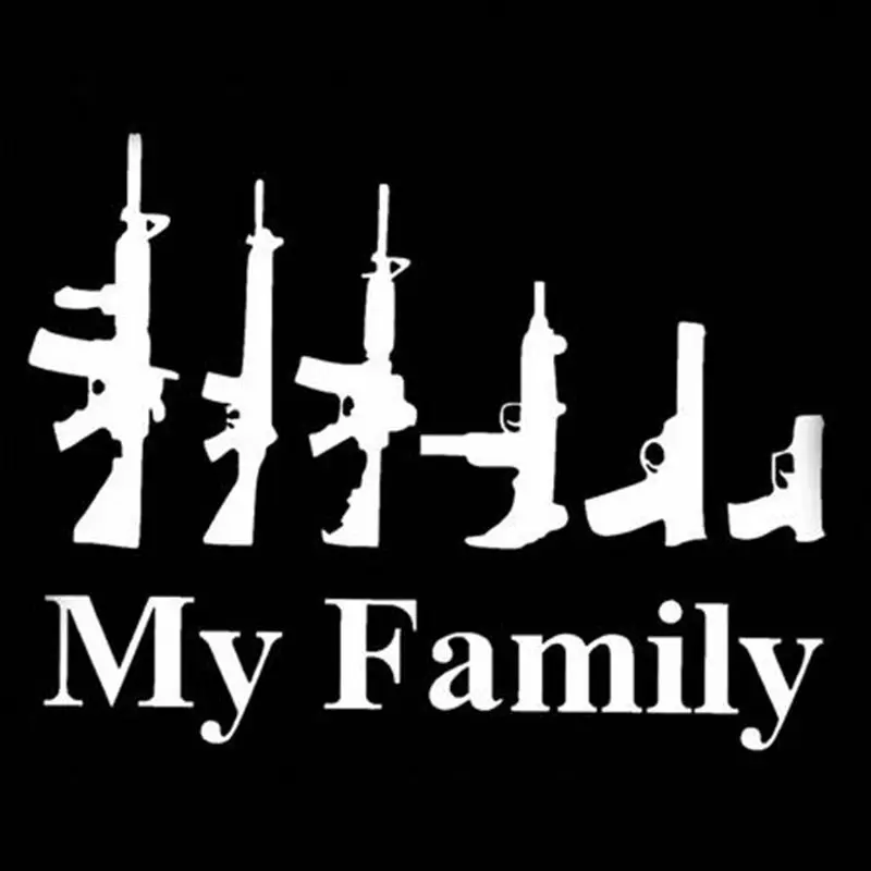 2021 My Family Мультяшные наклейки на автомобиль с пистолетом забавные виниловые окно