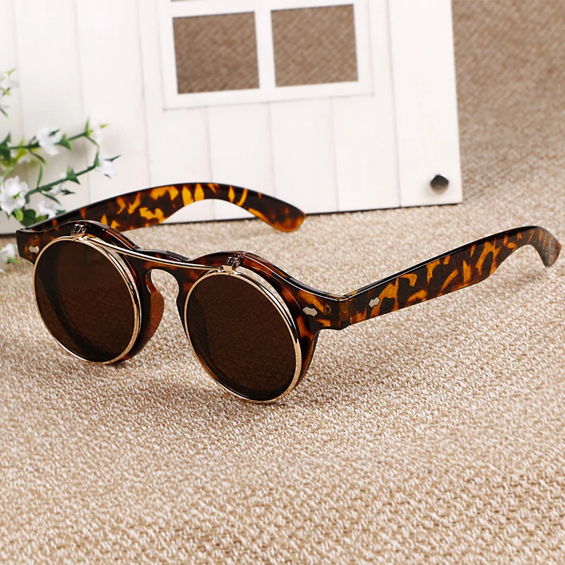 Красивые модные круглые солнцезащитные очки в стиле стимпанк женские ретро