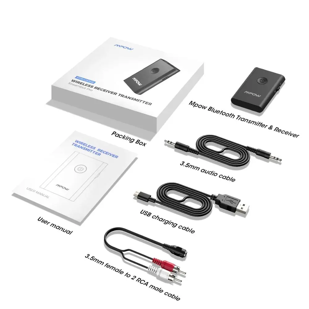 Портативный Bluetooth передатчик Mpow 2 в 1 беспроводной Aux адаптер 3 5 мм с поддержкой