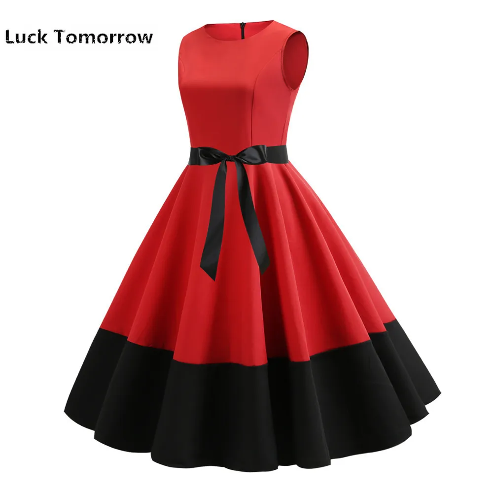 Ретро женское летнее Повседневное платье рокабилли 50s 60 s винтажное Vestidos