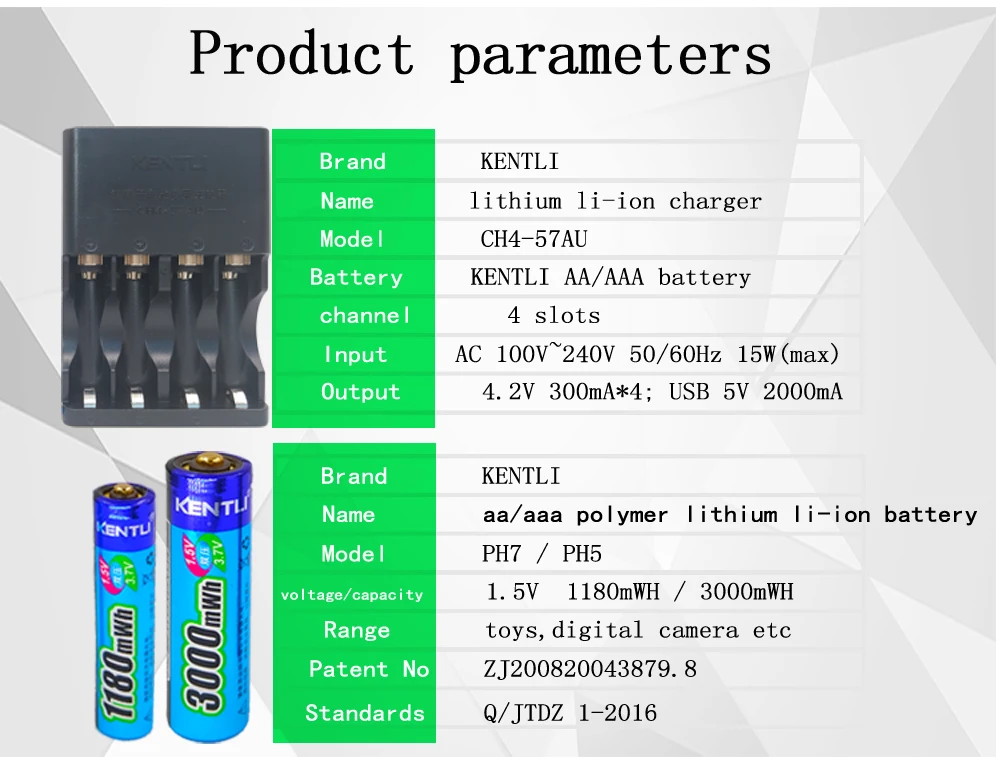 KENTLI 4 шт. 1,5 в aa aaa 3000/1180mWh литий-ионная литий-полимерная литиевая батарея+ 4 слота aa aaa литиевая умная зарядка