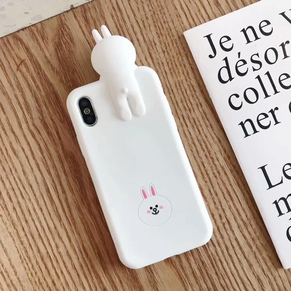3D мультфильм коричневый Медведь Кролик курица Телефон чехол для iPhone X XS XSMax XR