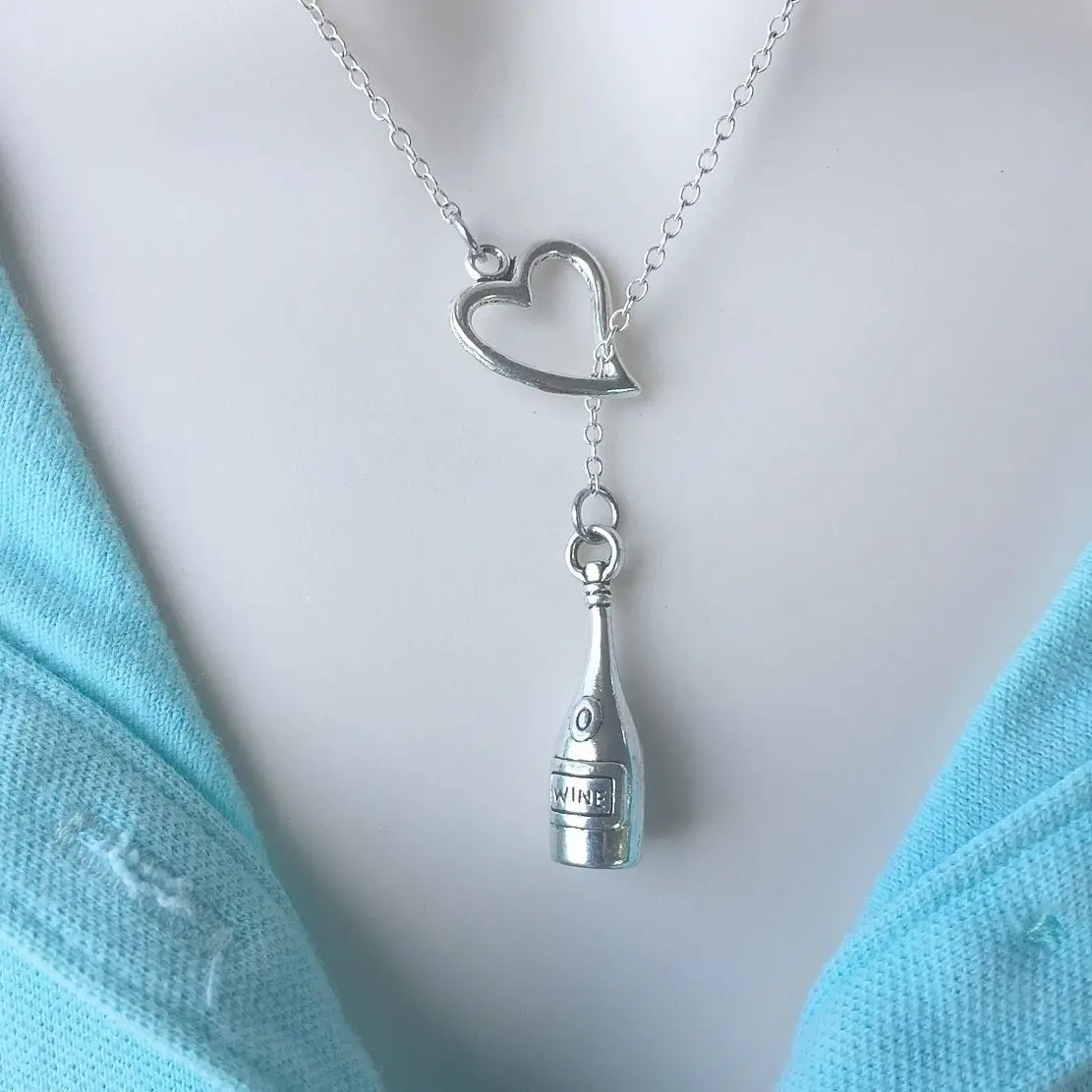 Подвеска винная бутылка в виде сердца из сплава подвеска с надписью I Love Wine