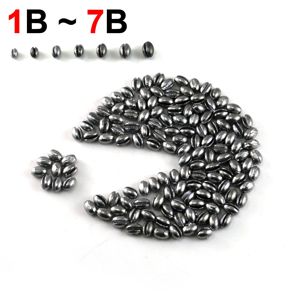 

100PCS 1B to 7B Premium Split Shot Leader Fishing Sinker Weight Combo for Option Fishing Accessories for Fly Carp [PZ001]