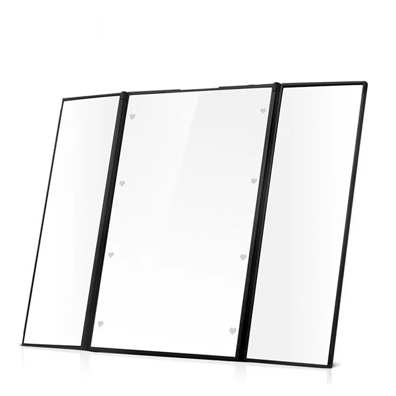 2018 зеркало для макияжа 8 светодио дный свет Tri-Fold подсветкой Складная составляют