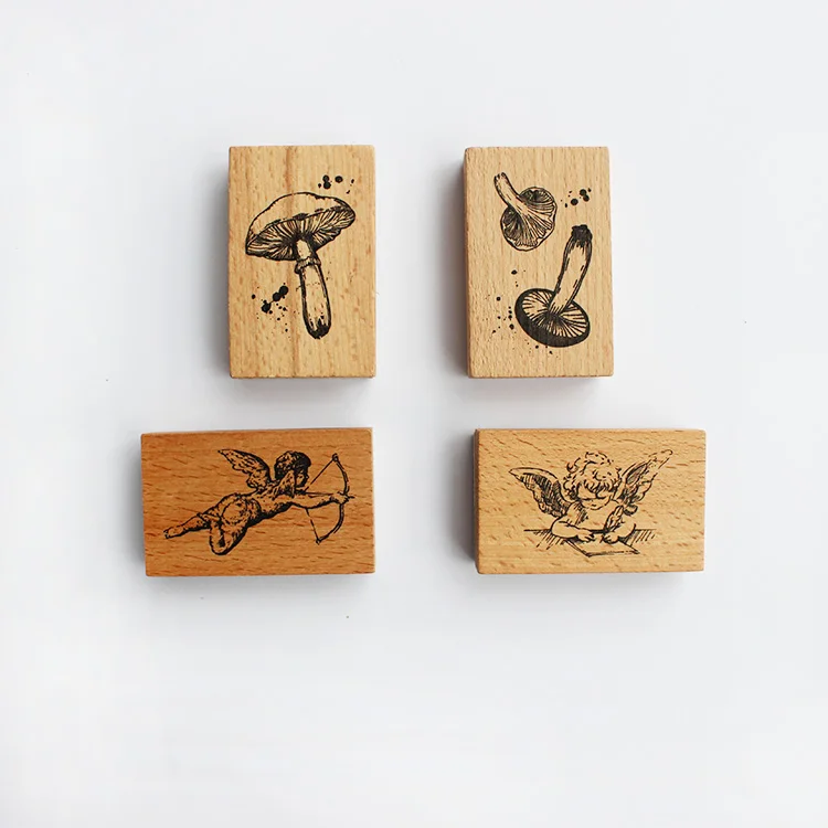 

moodtape vintage wood clear stamp for DIY scrapbooking/photo album Decorative stamp mushroom angel rubber stamp seal