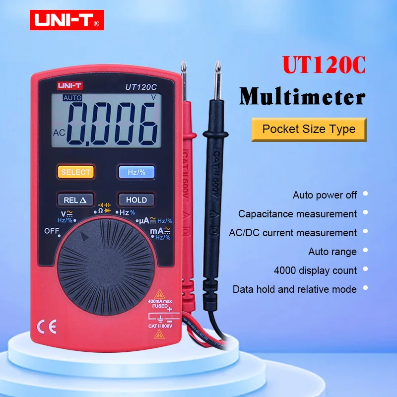 

UNI-T UT120C LCD Mini Digital Multimeter Portable Voltmeter Tester Meter DC AC Multimeter Tester Ammeter Multitester
