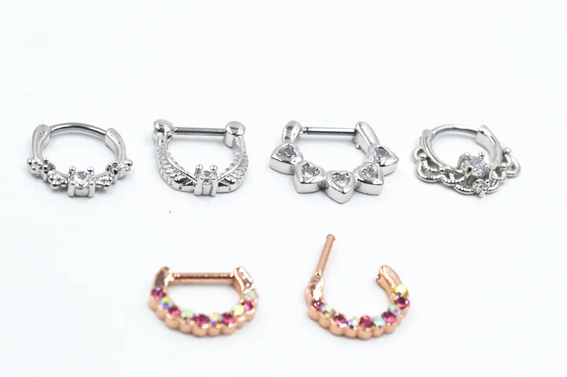 

Lot10pcs 16G~1.2mm NEW CZ Clicker Hoop Septum Jewerly Nose Ring Nose/Ear Hoop Ring Body Piercing