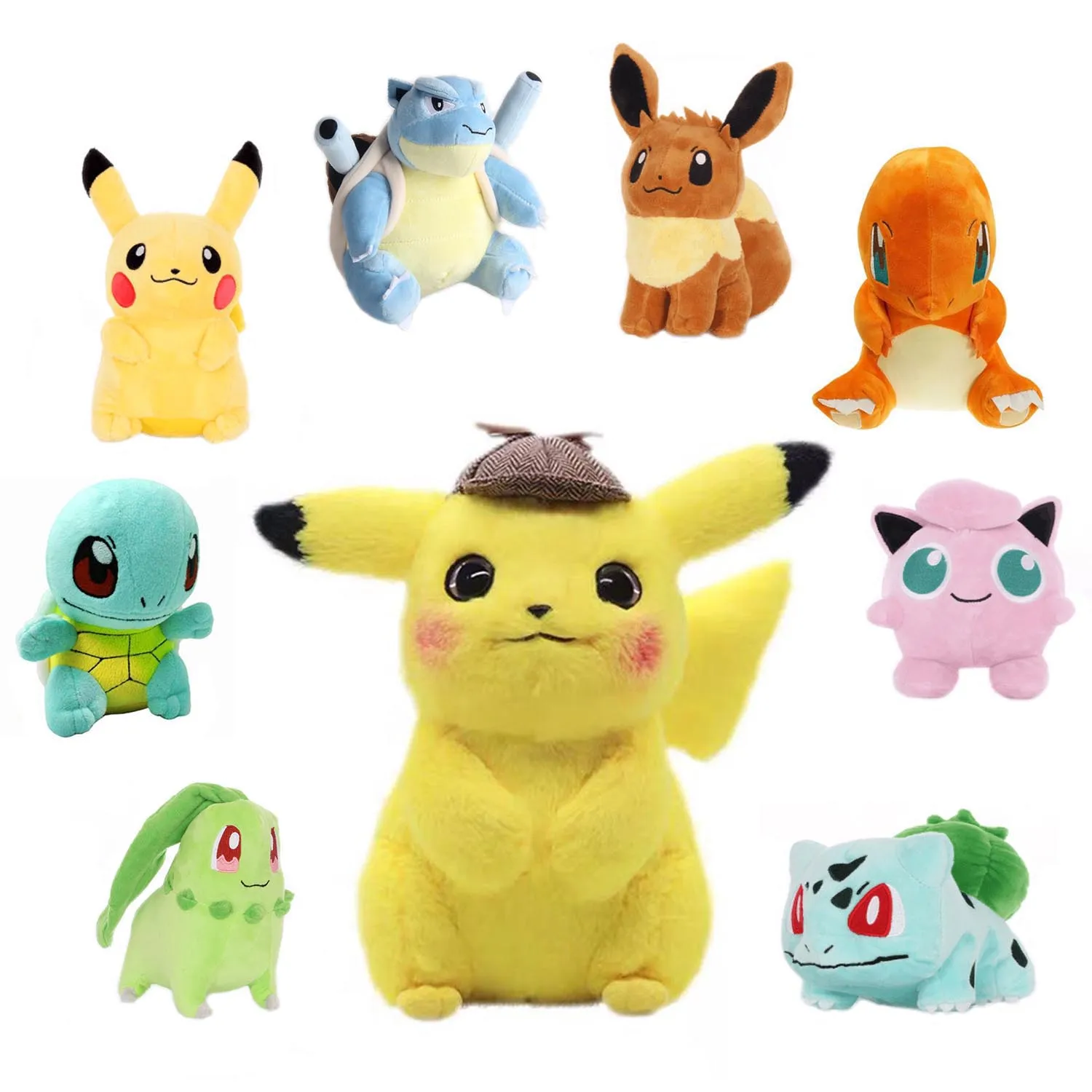 Сыщик Пикачу Psyduck Bulbasaur Mewtwo плюшевый Чаризард игрушки для детей подарок милый коготь машина кукла мягкая чучела фильм