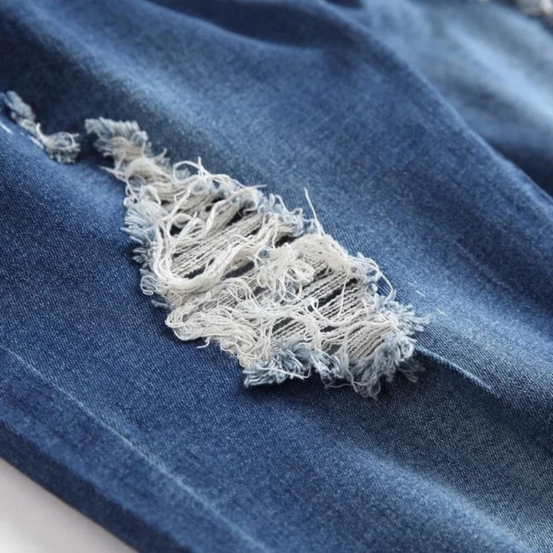 2019 лето и осень Новый Модный уличный стиль мужской тренд тонкие рваные джинсы |