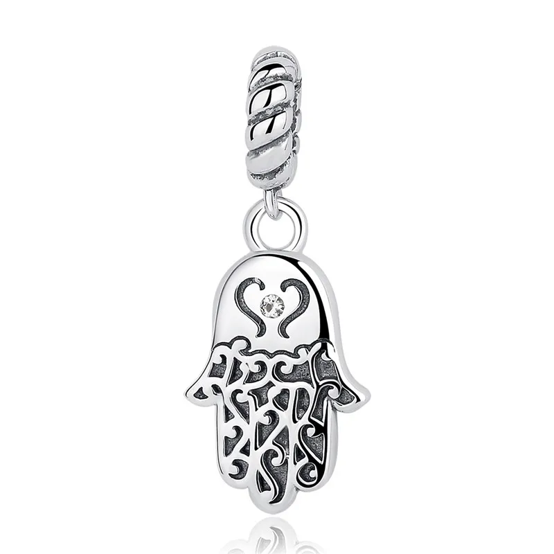 GXC031 BISAER,,, 925 пробы, серебряный, Фатима, Хамса, ручная подвеска, бусины, подходят к оригинальному пану, очаровательный браслет, сделай сам, ювелирное изделие GXC225 - Цвет: GXC031