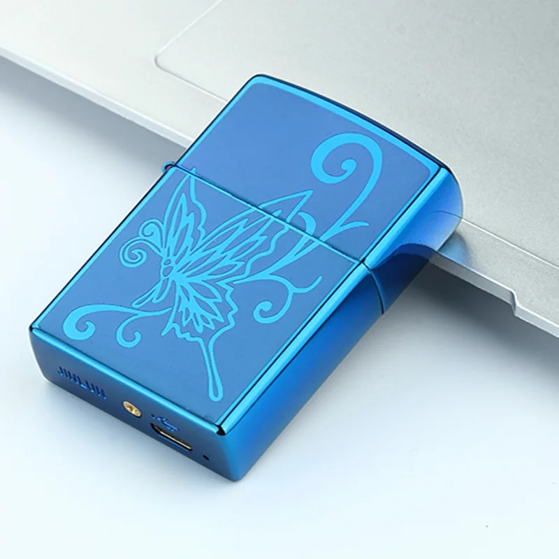 Креативные USB ветрозащитные зажигалки классический металлический штамп зарядка