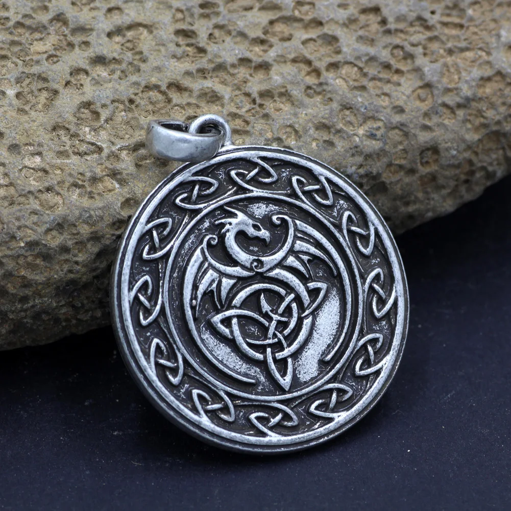 Мужская большая цепь двусторонняя с викингом треугольным узлом|dragon pendant necklace|pendant