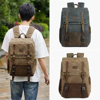 photo batik canvas waterproof leather camera bag backpacks large capacity laptop carry bag for digital video camera travel bag