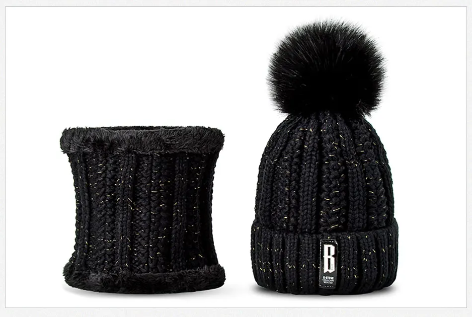 Fashion Pompoms Women Winter Hat Scarf Set Girls Boys Warm Knitted Caps Scarves Men Female Sets 2 Pieces Unisex Hats Scarves