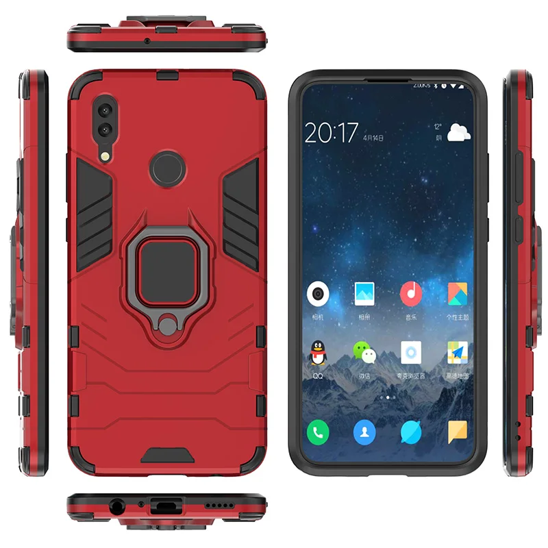 Leanonus PC+TPU Back Bracket Case For Huawei P Smart 2019 Cover Soft Ring Stand PC Bumper for Fundas Coque |