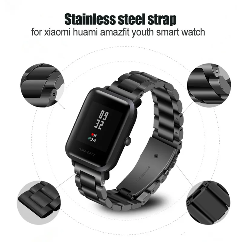 Ремешок для часов из нержавеющей стали xiaomi huami Amazfit Bip Watch 20 мм нейлоновый ремешок