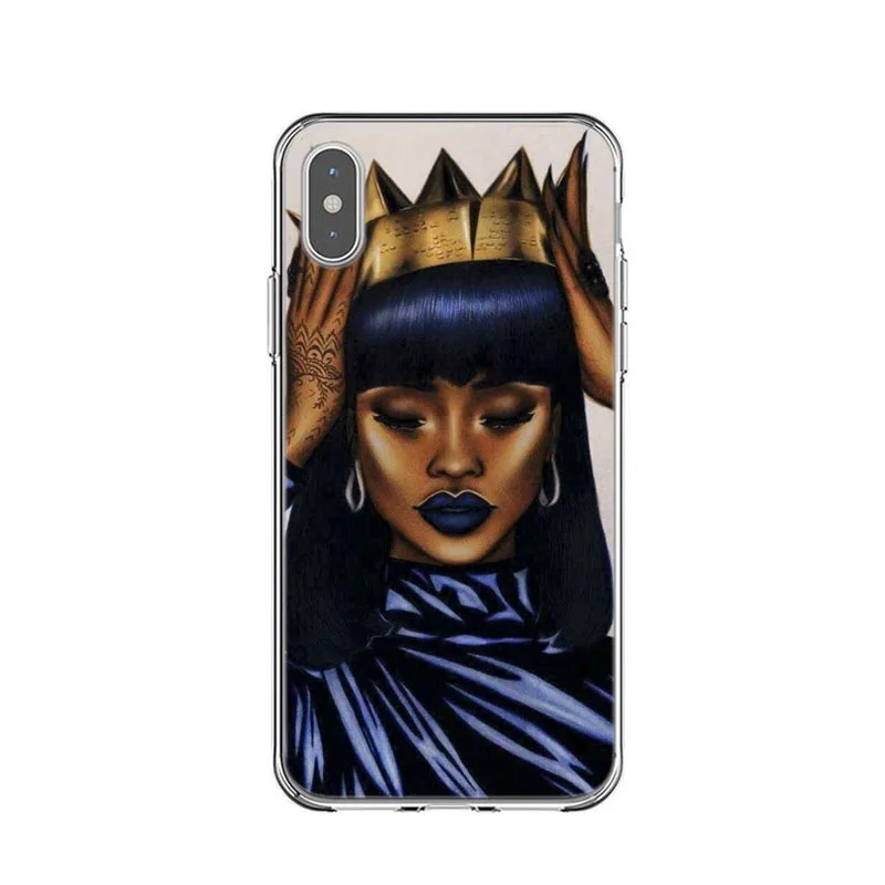 Афро Черный Девушка Магия меланин поппин Телефон чехол для iPhone X XR XS MAX Мягкий