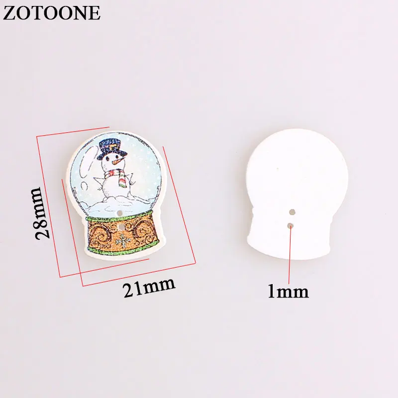 

ZOTOONE Christmas Crystal ball Wodden Buttons For Clothing Needlework Snowman Santa Claus Craft Sewing Buttons Accessories DIY