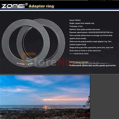 

ZOMEI Metal adapter ring 62/67/72/77/82mm for Zomei P series filter holder