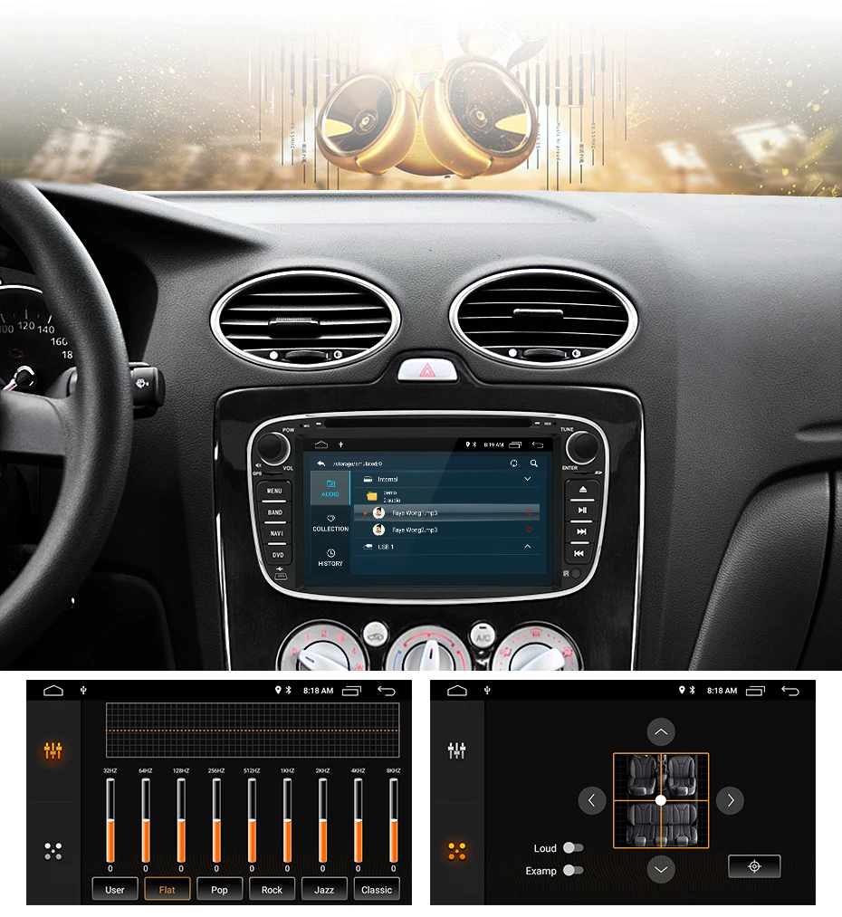 Junsun " Android 8,1 2 Din 2+ 32GB Автомобильный мультимедийный плеер gps Navi Авто DVD Радио для Ford Focus Mondeo S-Max C-Max Galaxy Kuga