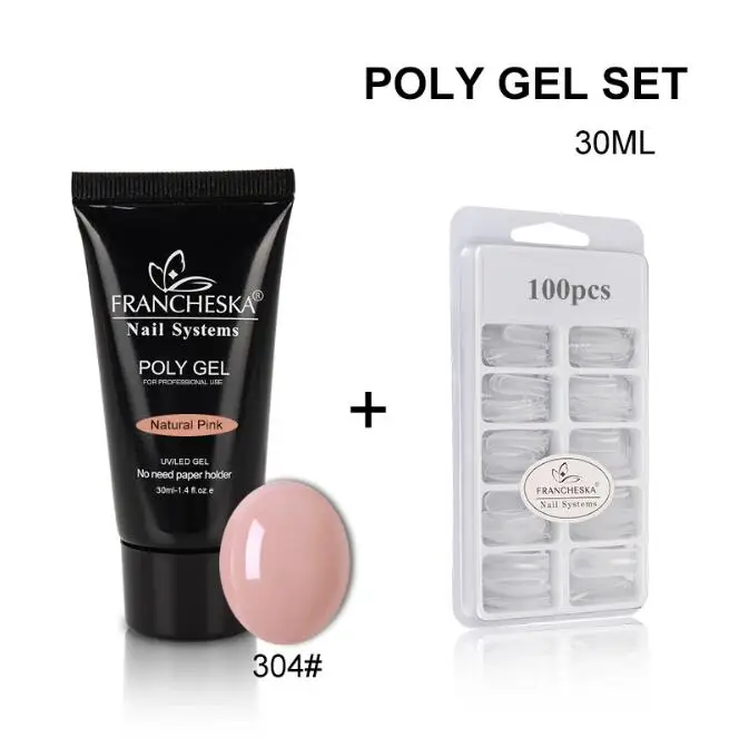 304 set 2 шт./компл. поли набором гелевых УФ акриловый строитель Polygel, быстро сохнут, наращивание ногтей искусство инструмент с креплением на кератиновых пластинах формы с украшением в виде кристаллов УФ-гель ломтик - Цвет: 304 set