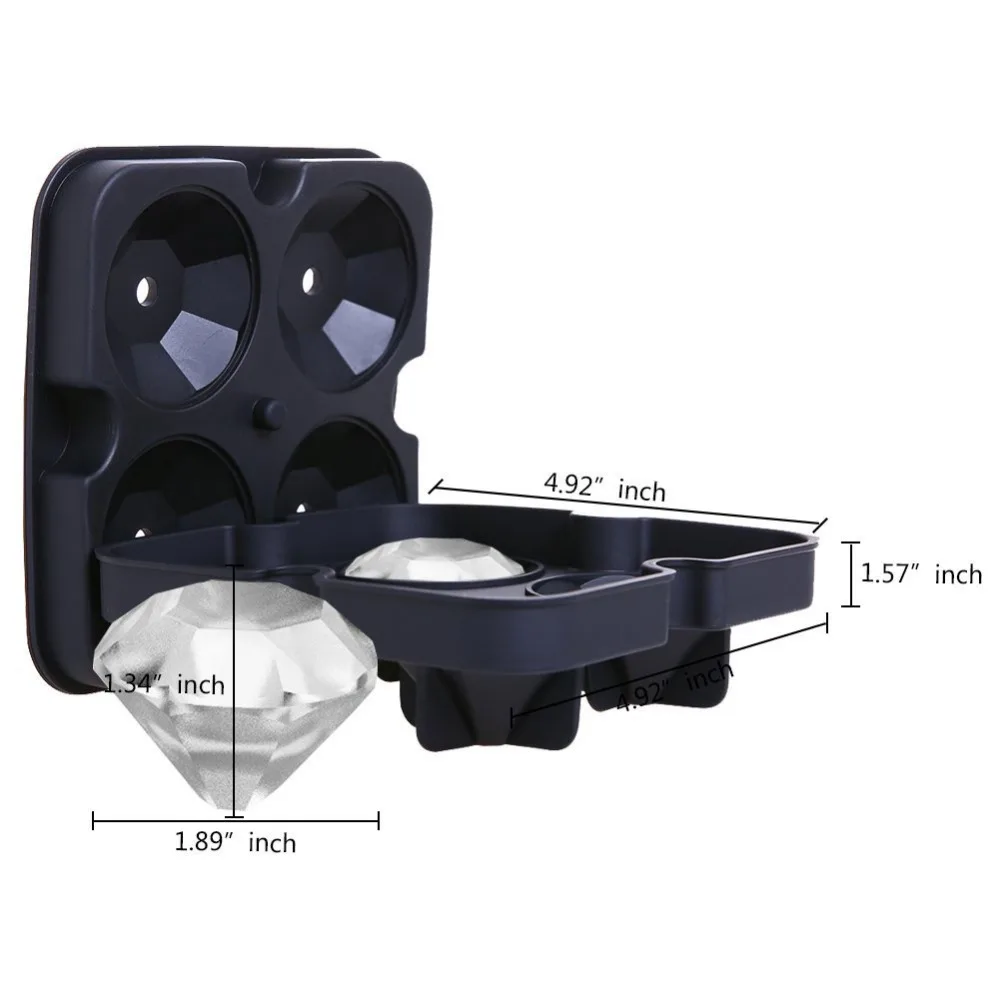 Большие черные или синие силиконовые формы для кубиков льда Алмазный лоток с