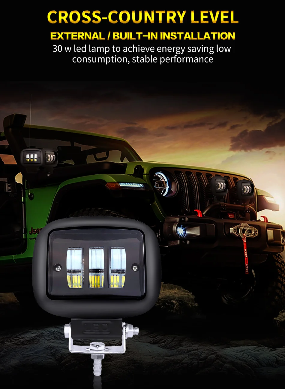 AILEO luces led para Автомобильный светодиодный рабочий светильник 12 в 24 в 30 Вт 6000 К внедорожный бар ATV yacht 4x4