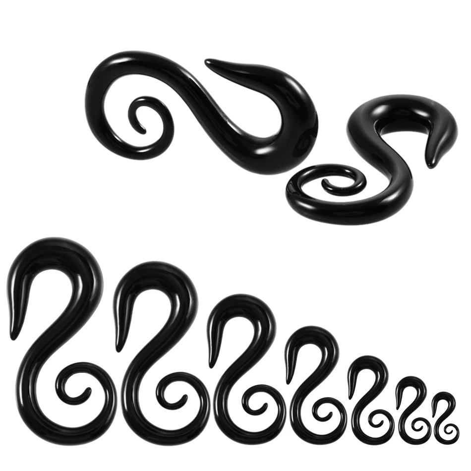 

NEW Pair Black Acrylic Fake Spiral Ear Taper Ear Flesh Tunnel Plugs Piercing 2mm-8mm Swirl Question Ear Expander Taper Jewelry