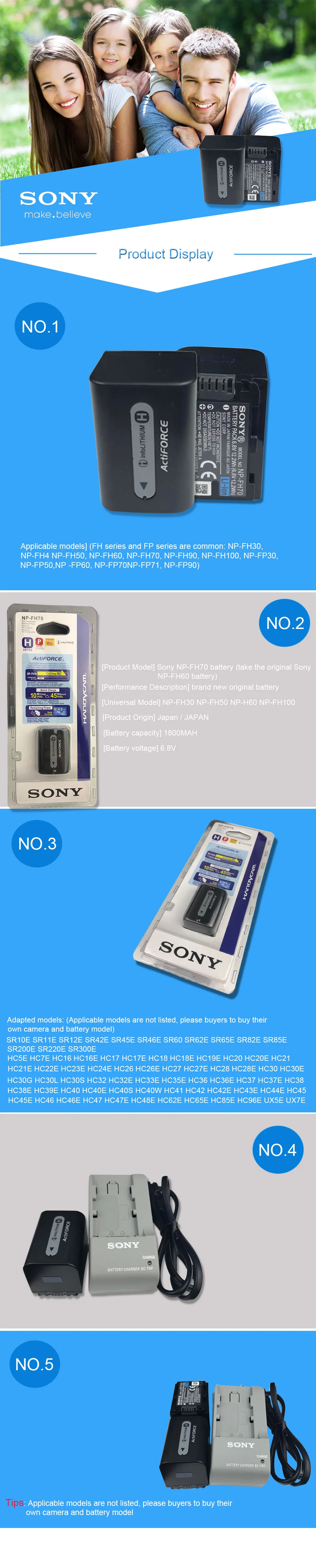 Sony NP-FH70 NP-FH70 цифровая камера Батарея NPFH70 NP-FH60 DCR-DVD650 HC52 SX40 литиевые батареи