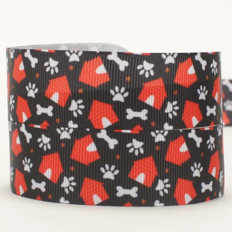 Лента в рубчик с принтом Собачья лапа 7/8 дюйма 22 мм|grosgrain cartoon ribbon|ribbon free shippingcartoon