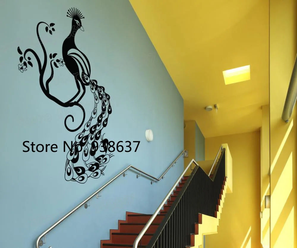 Peacock Vinyl Wall Stickers Home Decor Living Room Animal Decals House Decorate Removable Art Sticker Wallpaper Mural ZB521 | Дом и сад
