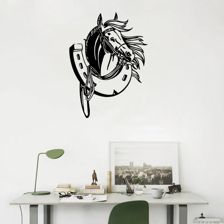 Наклейка на стену в виде головы лошади с седлом стикер домашний декор уникальные