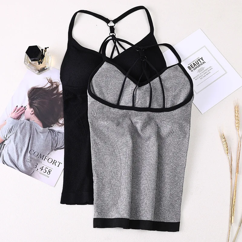Women Solid Tank Top Underwear New Bra Tank Top Built In Cup Padded Wireless Camisole Camis Home Indoor Wear Fitness Clothing