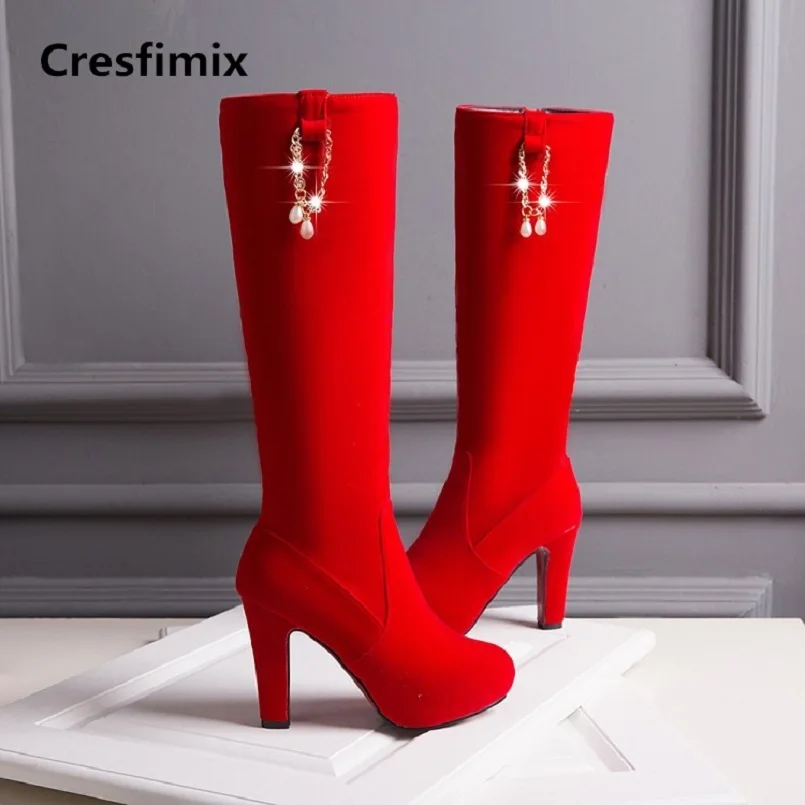 Cresfimix/женские модные ботинки высокого качества на высоком каблуке 10 см Женские