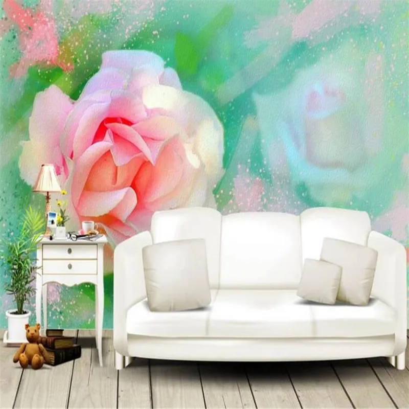 

Custom Wallpaper 3D Stereoscopic Rose photo Wall Mural Hand Painted Watercolor Wallpapers Wall Papers for Living Room Home Decor