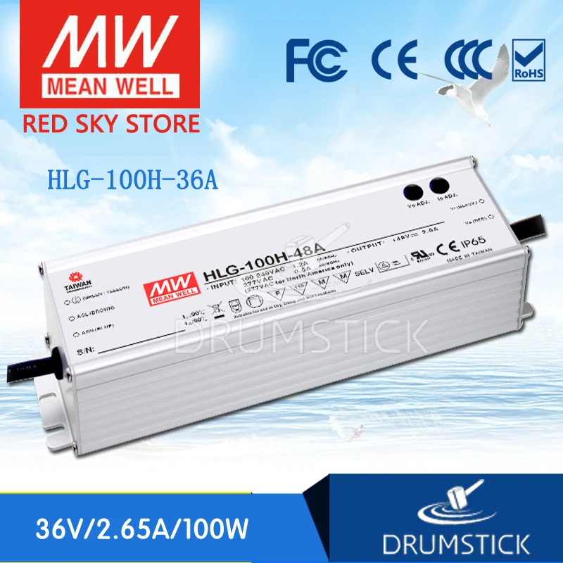 

(Only 11.11)MEAN WELL HLG-100H-36A (2Pcs) 36V 2.65A meanwell HLG-100H 36V 95.4W Single Output LED Driver Power Supply A type