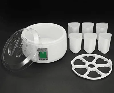 6pcs plastic cups 220V 1.5L Автоматическая Йогуртница машина постоянная температура кухонные инструменты разделительная чашка ферментация машина - Цвет: 6pcs plastic cups