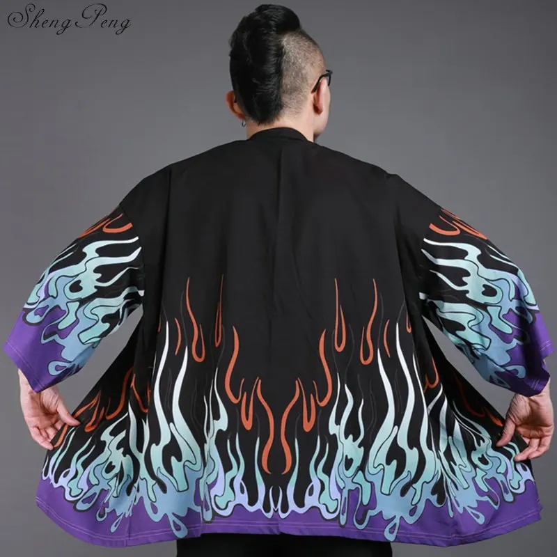 Japanese kimono cardigan men Japan clothing shirt male yukata traditional japanese kimonos Q675 | Тематическая одежда и