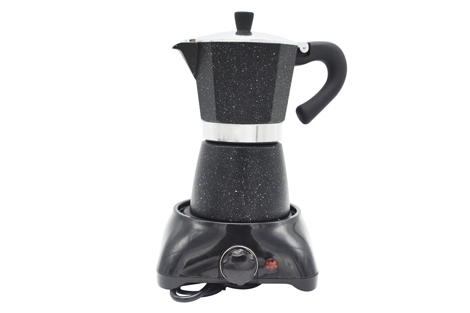 YRP плита Эспрессо кофеварка черный алюминий Moka кофе горшок машина латте мокко 6 чашка Перколятор горшок бариста инструменты фильтр