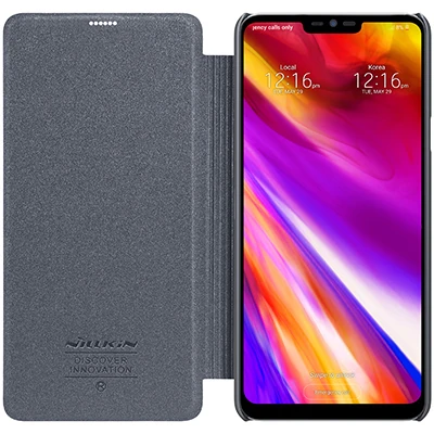 Для LG G7 чехол thinq NILLKIN блестящий супер тонкий флип-чехол кожаный чехол смарт функция сна для LG G7 чехол thinq - Цвет: Dark Gray