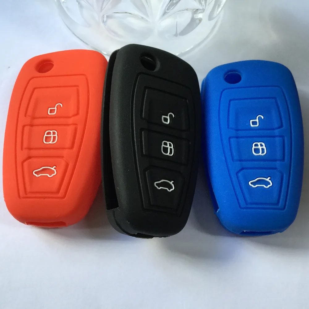 Силиконовый чехол книжка с 3 кнопками для Ford ECOSPORT Fiesta FOCUS Mondeo Galaxy CMAX S Max Kuga|key fob